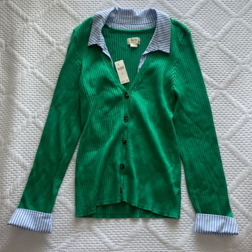 Anthropologie Maeve Layered Ribbed Cardigan Sweater